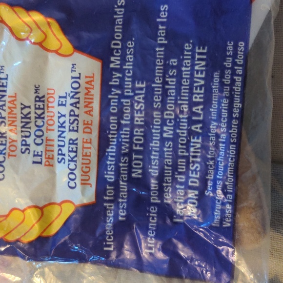 Vintage 1999 Mc Donalds Toy Spunky The Cocker Spaniel Toy Animal Sealed - Picture 3 of 6